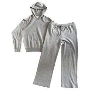 NEIMAN MARCUS 2 Pc Heather Gray Cashmere Lounge PJ Set Medium